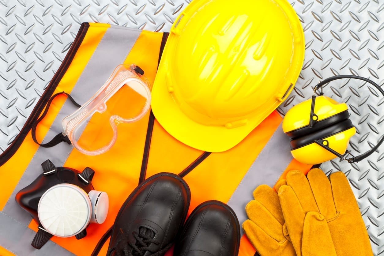 Safety gloves, eyewear, and high-visibility workwear