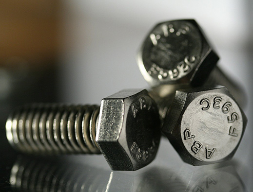 Bins of bolts, nuts, and washers in the fastener aisle